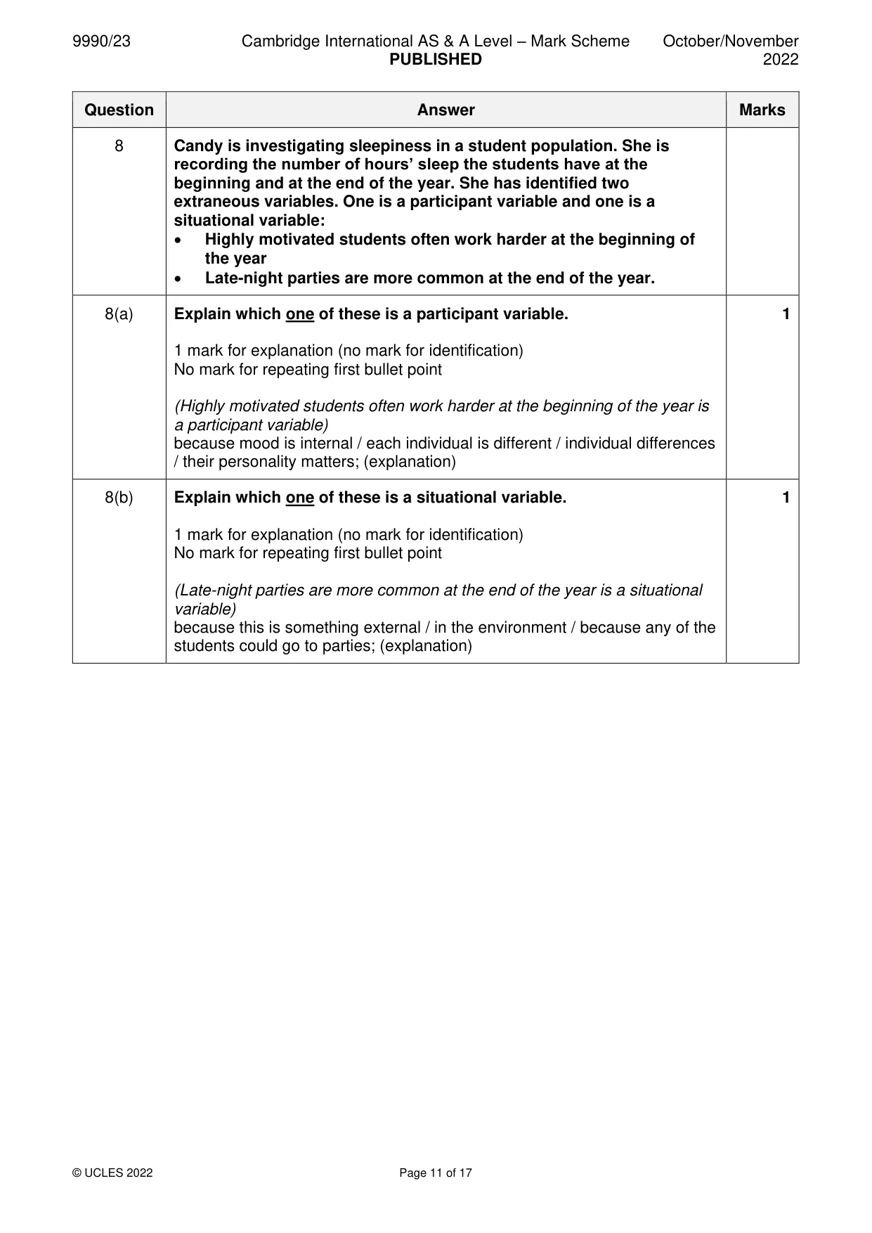 Mark scheme, page 11 of 17