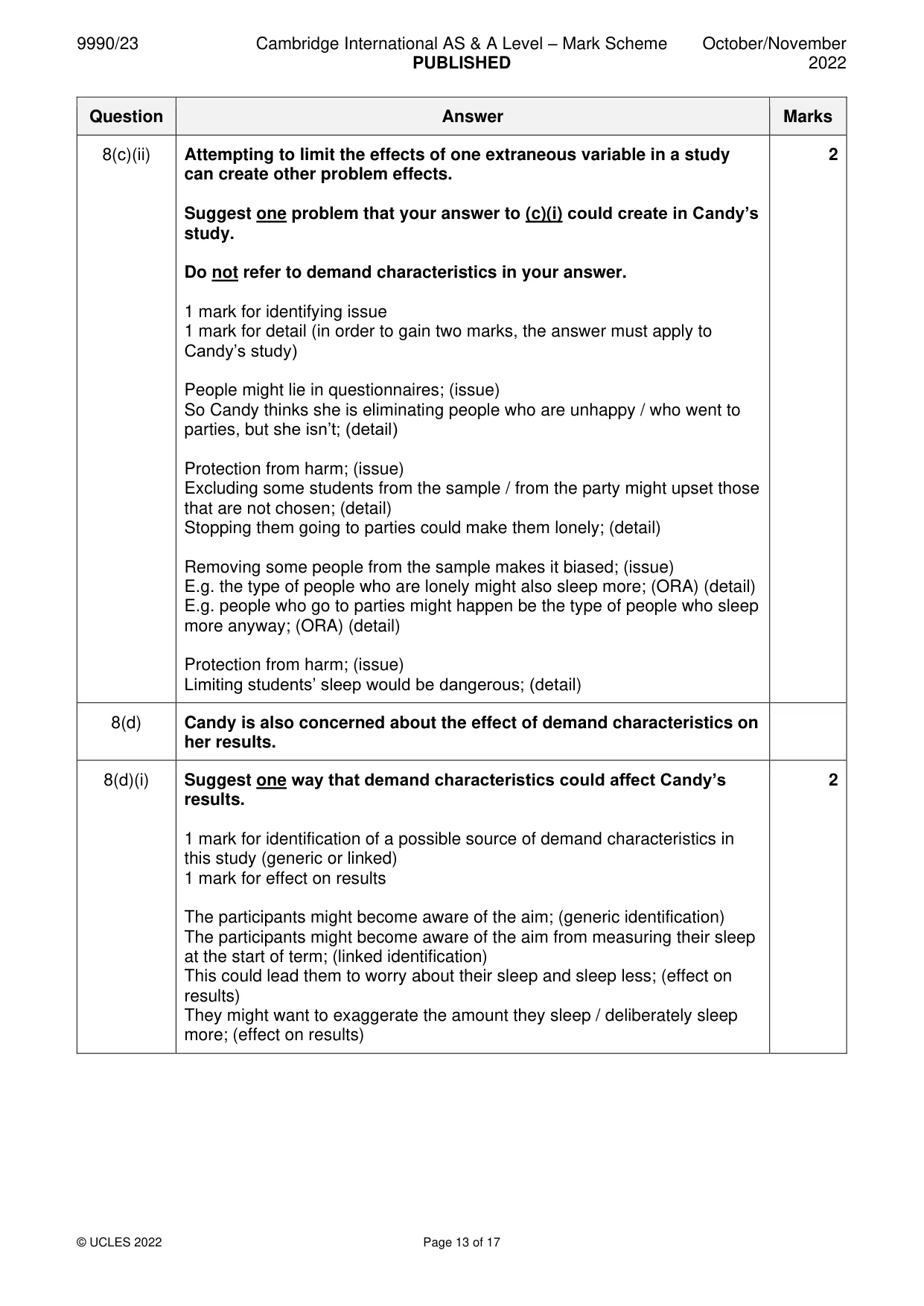 Mark scheme, page 13 of 17