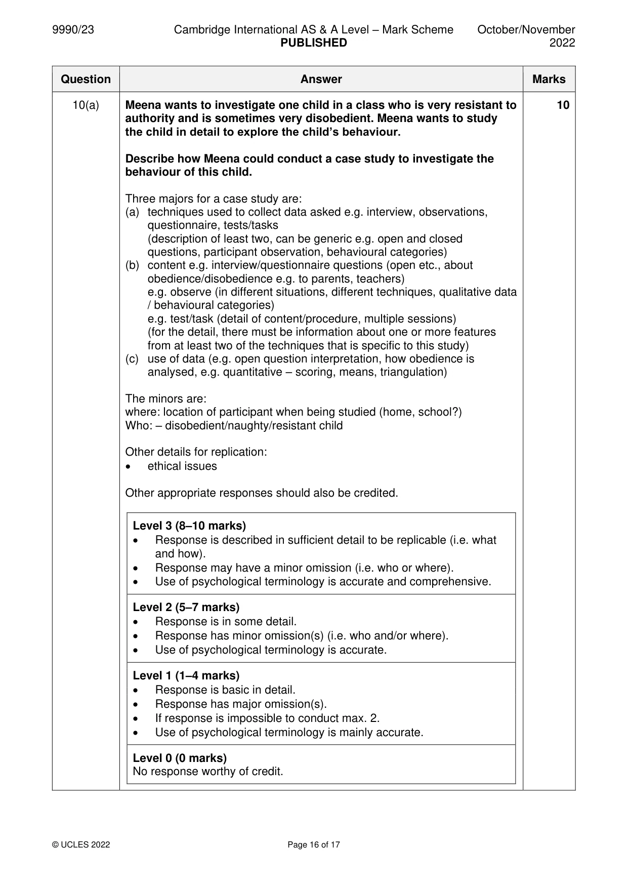 Mark scheme, page 16 of 17
