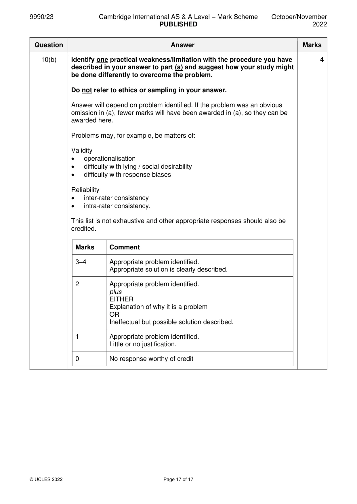 Mark scheme, page 17 of 17