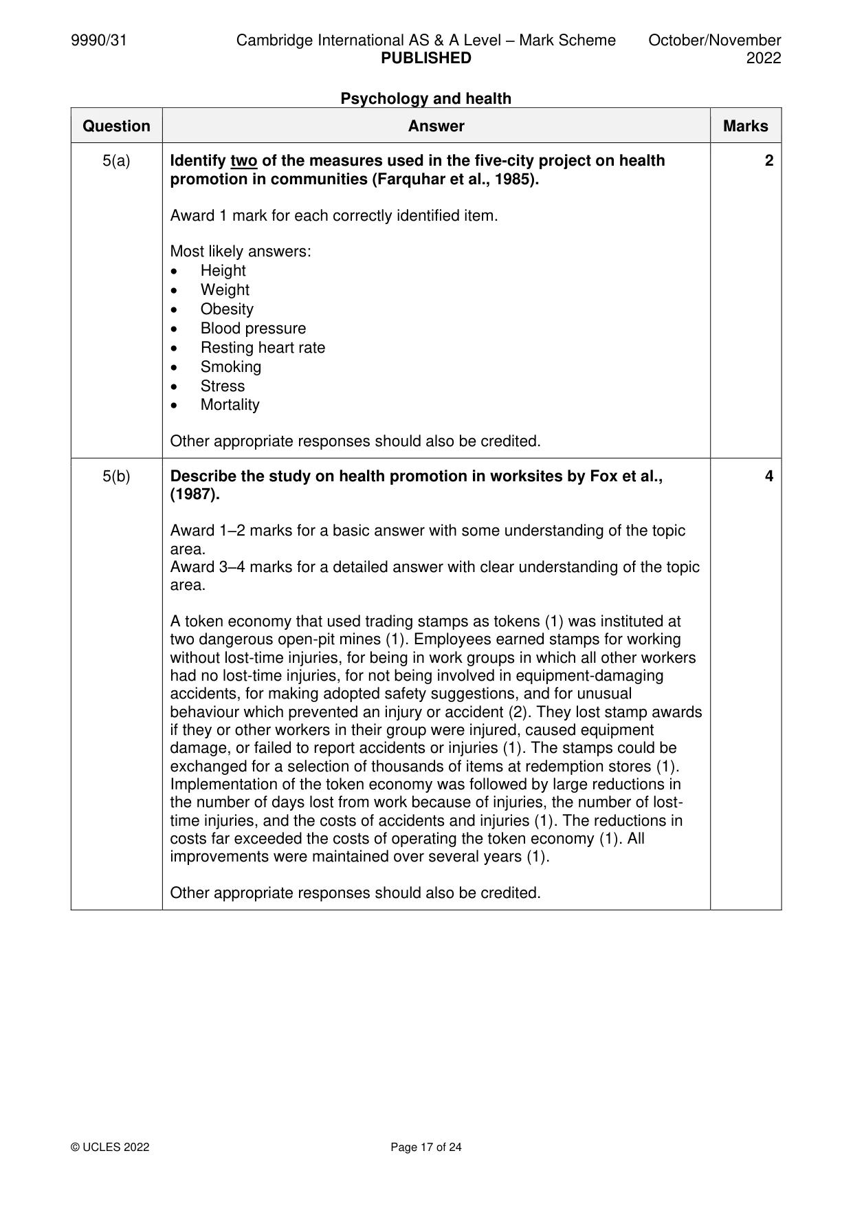 Mark scheme, page 17 of 24