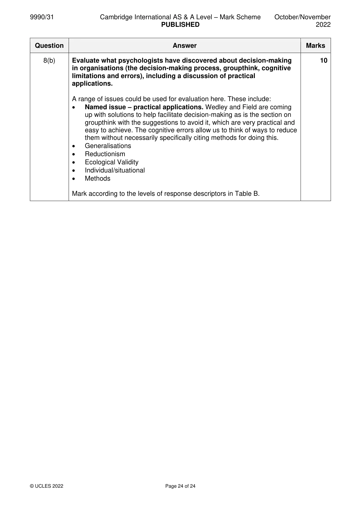 Mark scheme, page 24 of 24
