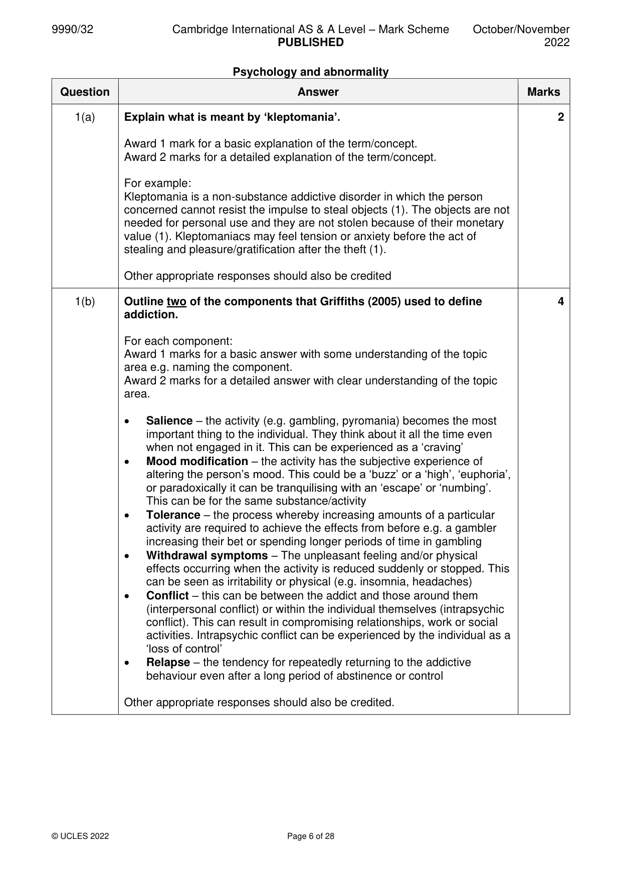 Mark scheme, page 6 of 28