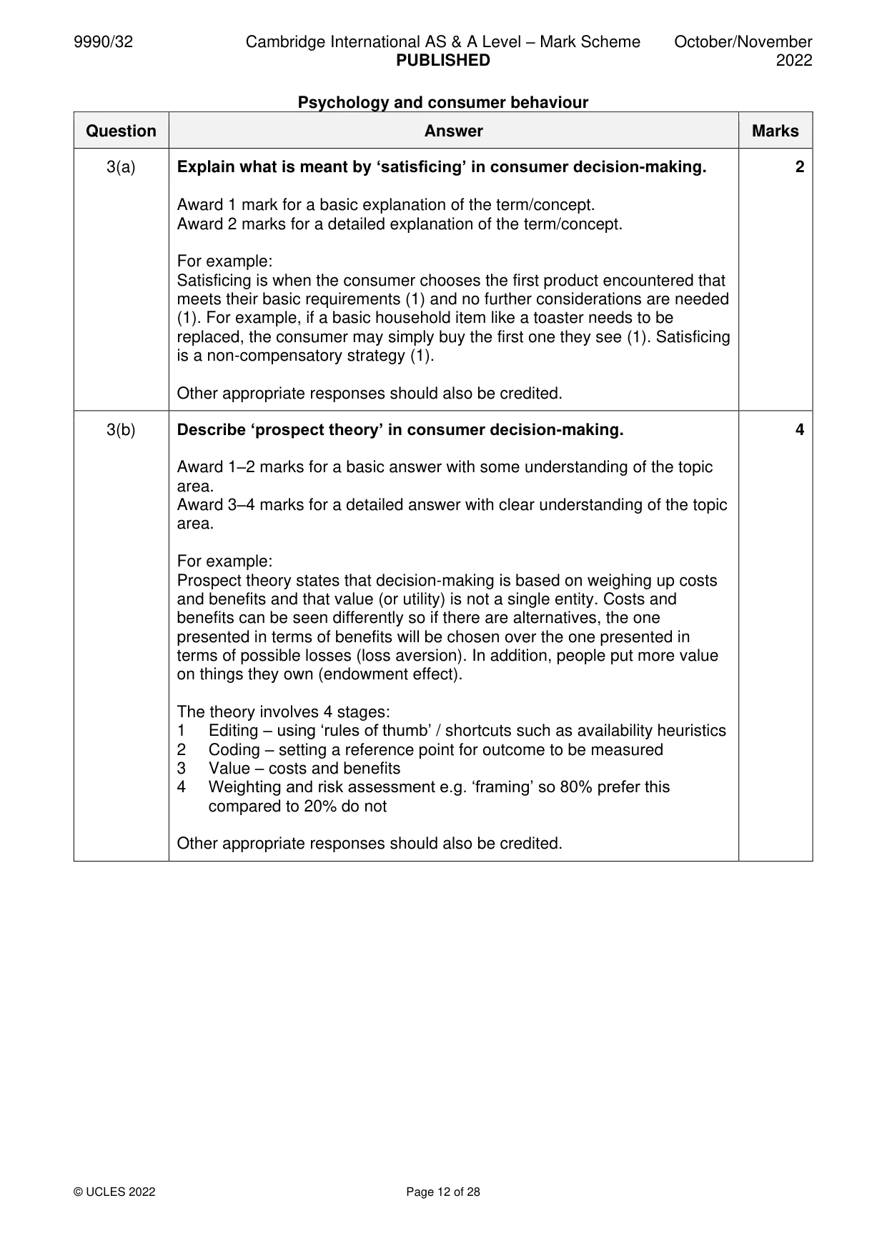 Mark scheme, page 12 of 28