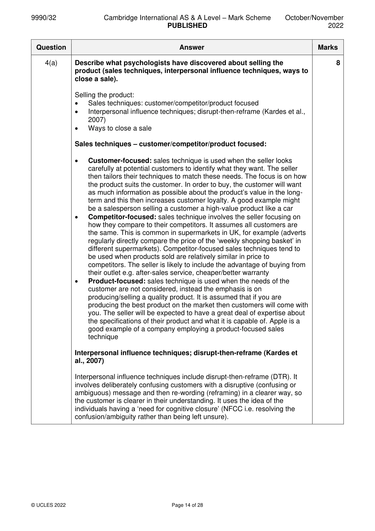 Mark scheme, page 14 of 28