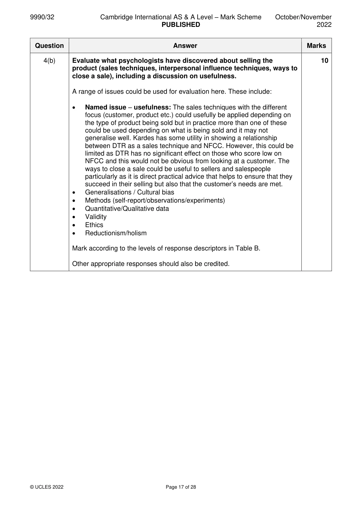 Mark scheme, page 17 of 28