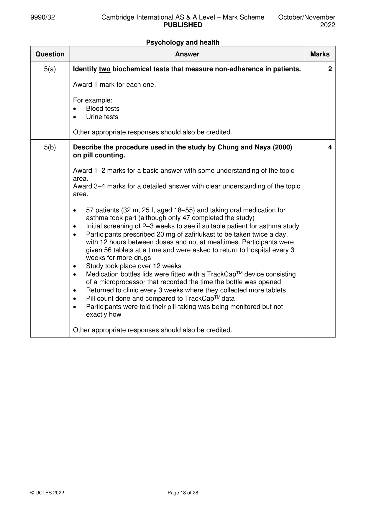 Mark scheme, page 18 of 28