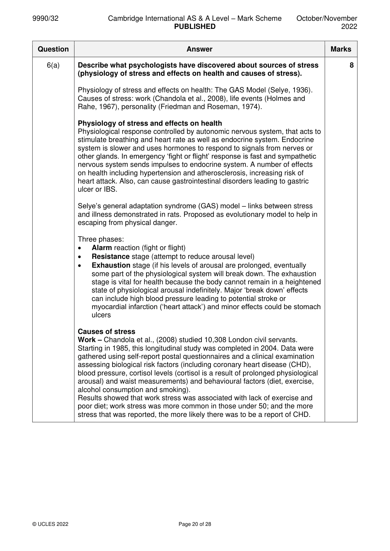 Mark scheme, page 20 of 28
