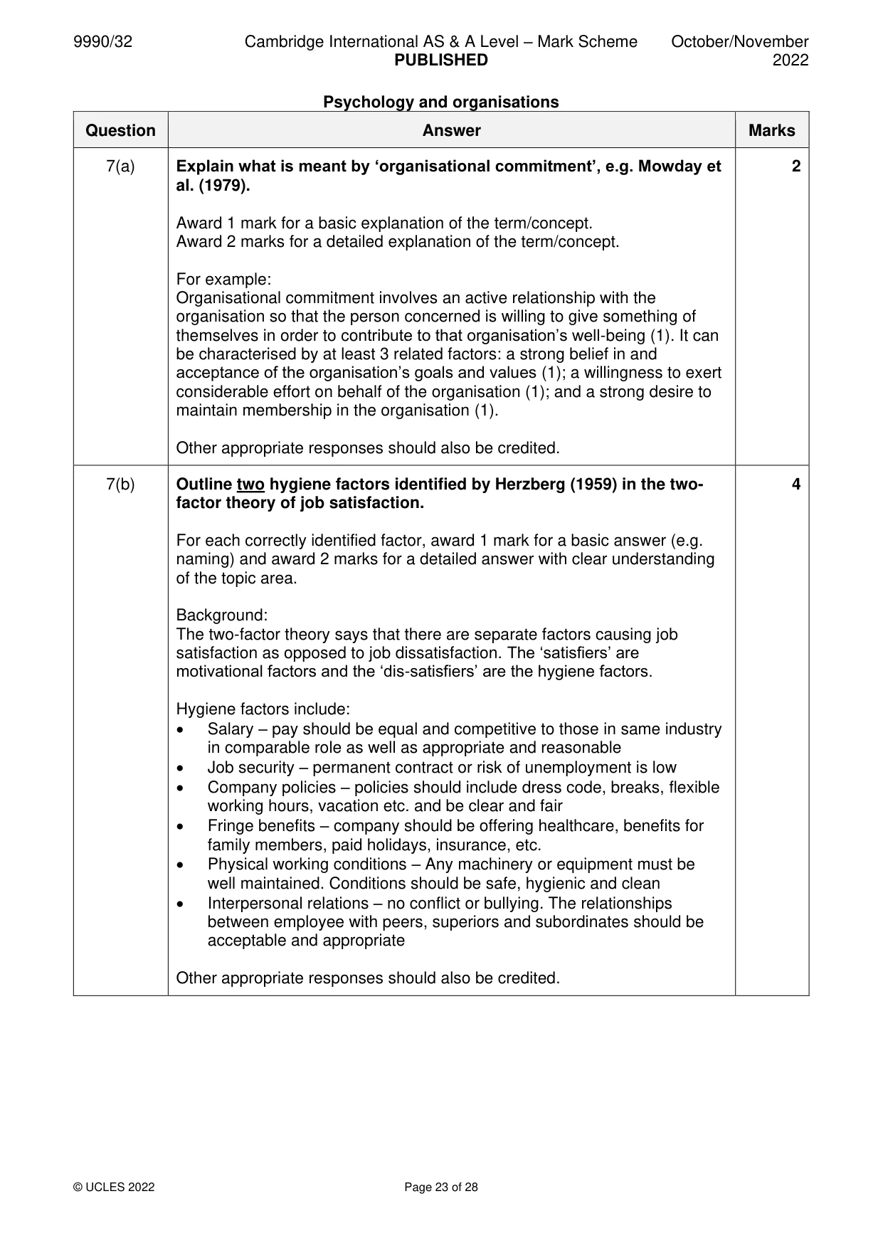 Mark scheme, page 23 of 28