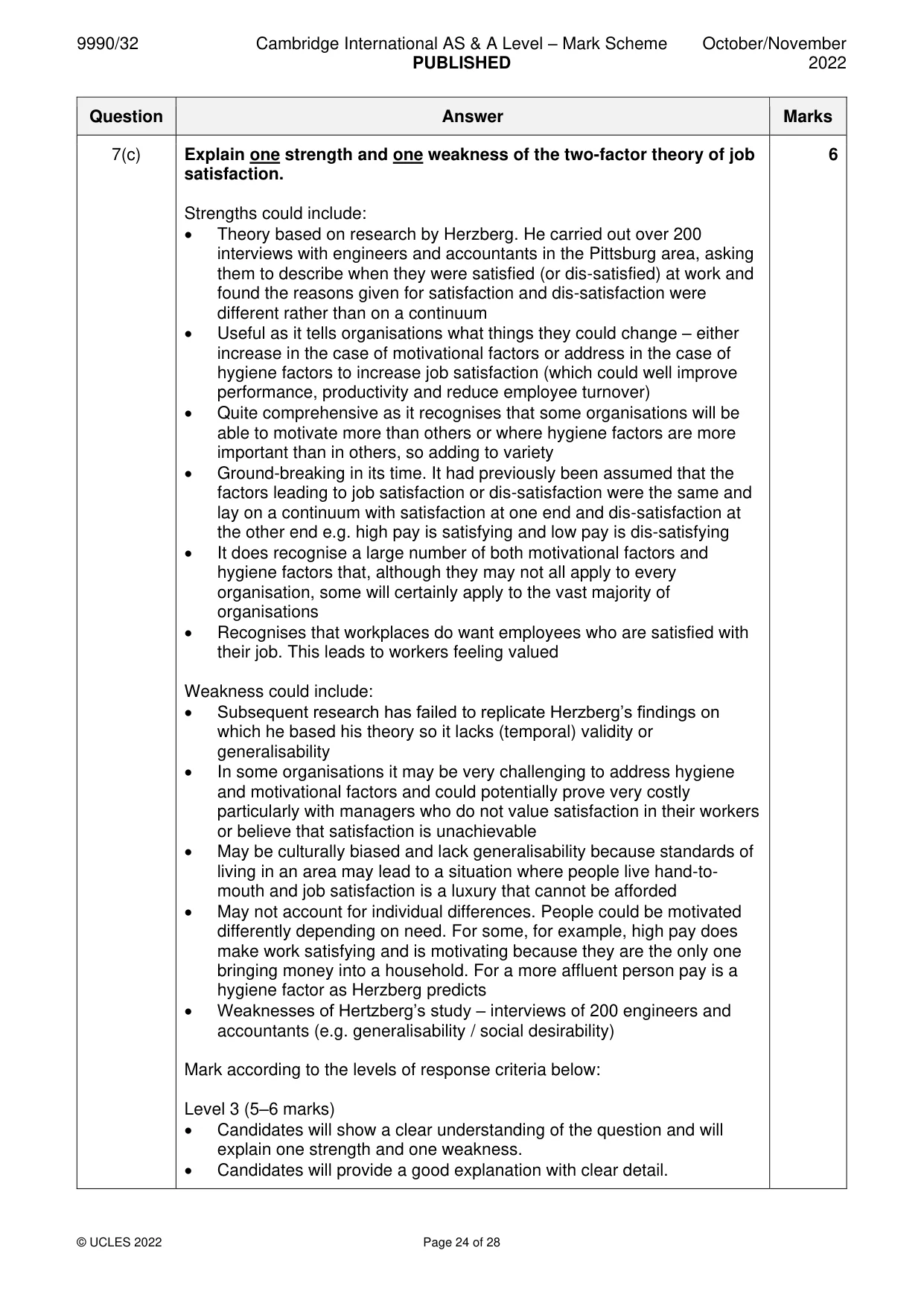 Mark scheme, page 24 of 28