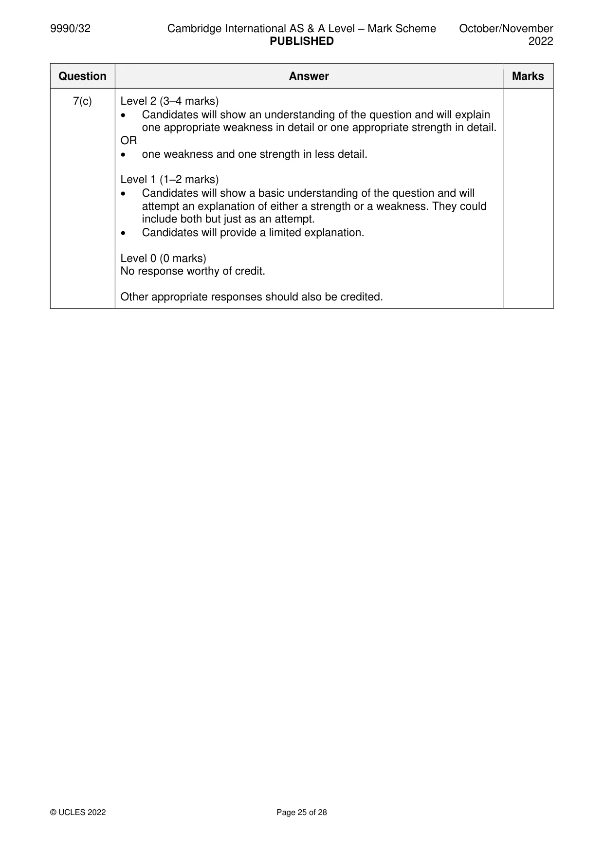 Mark scheme, page 25 of 28
