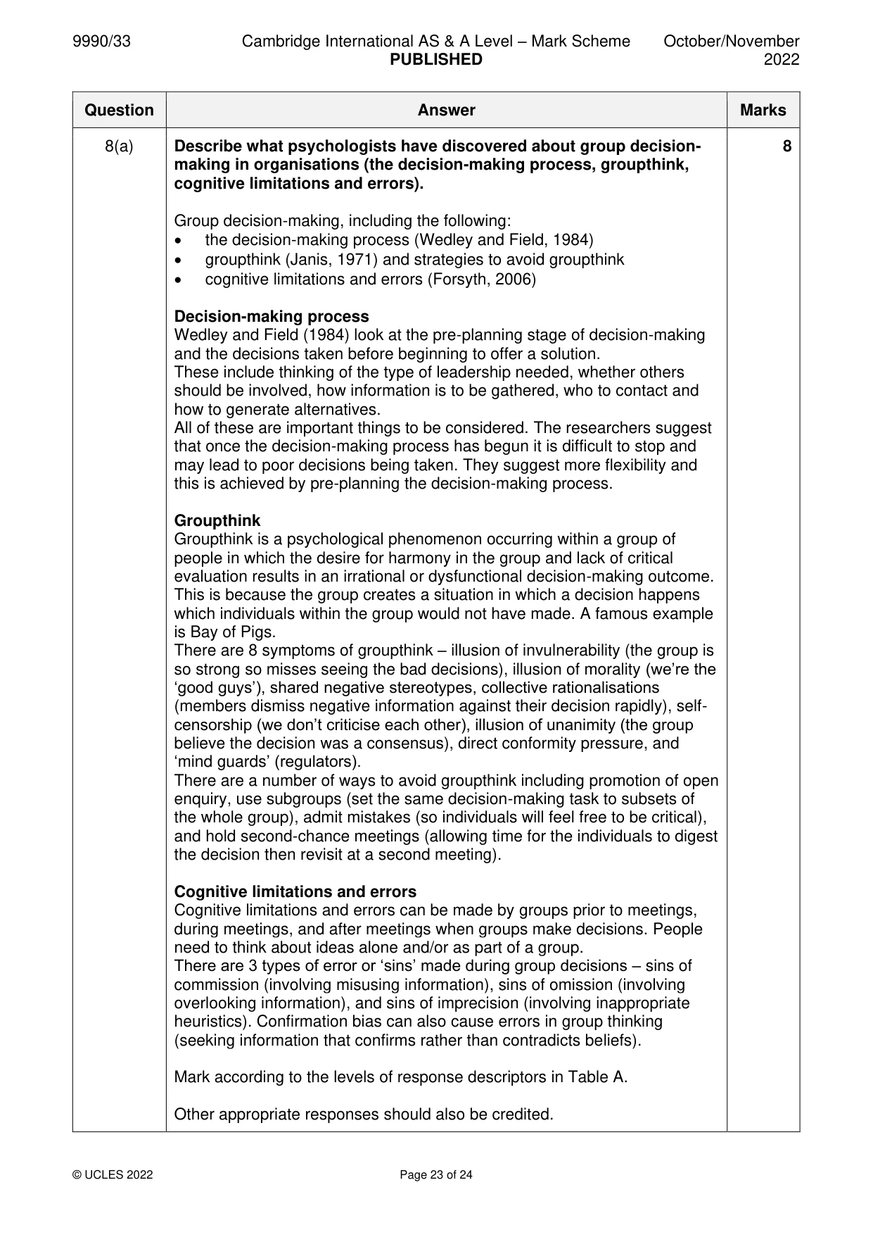 Mark scheme, page 23 of 24