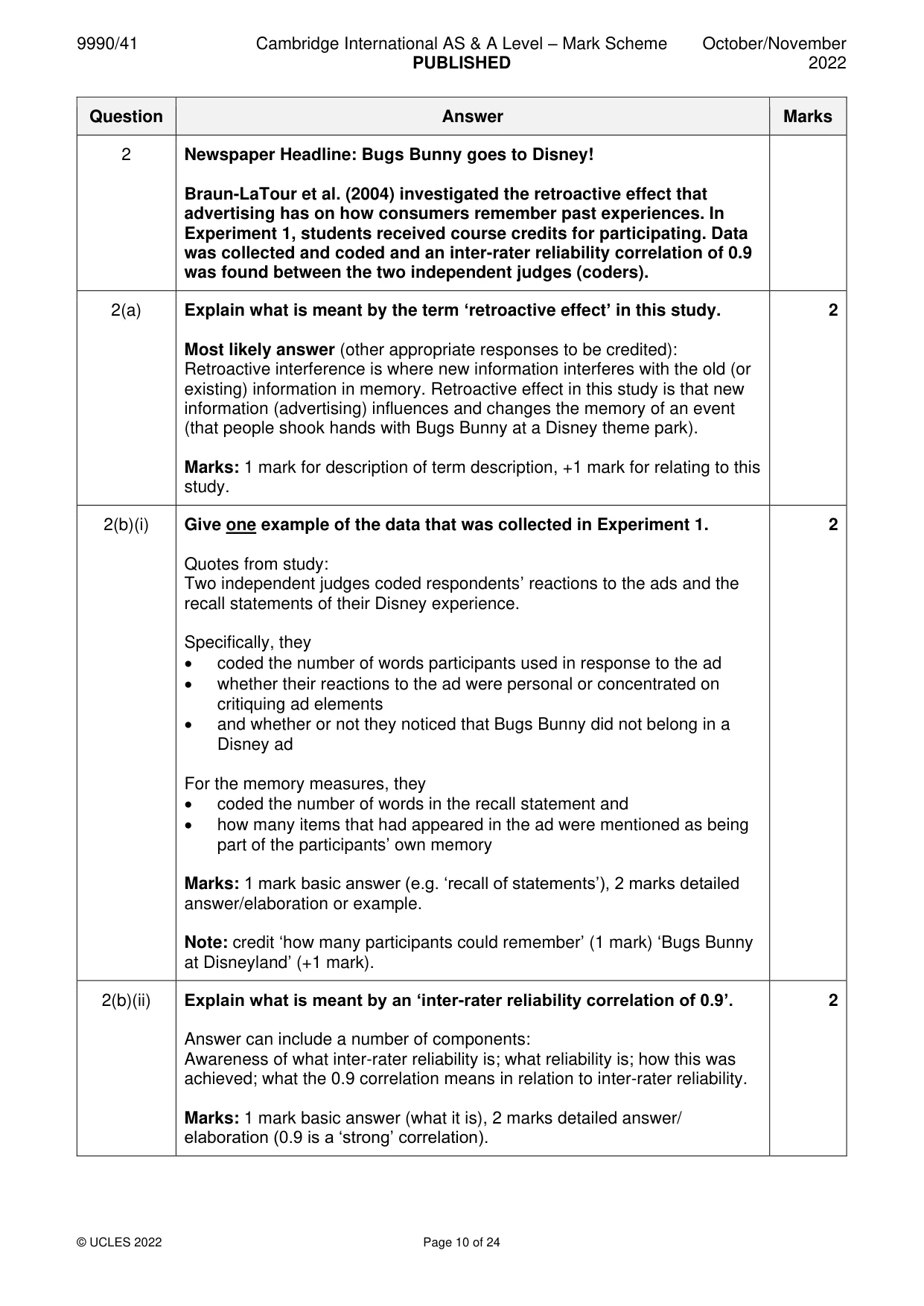 Mark scheme, page 10 of 24