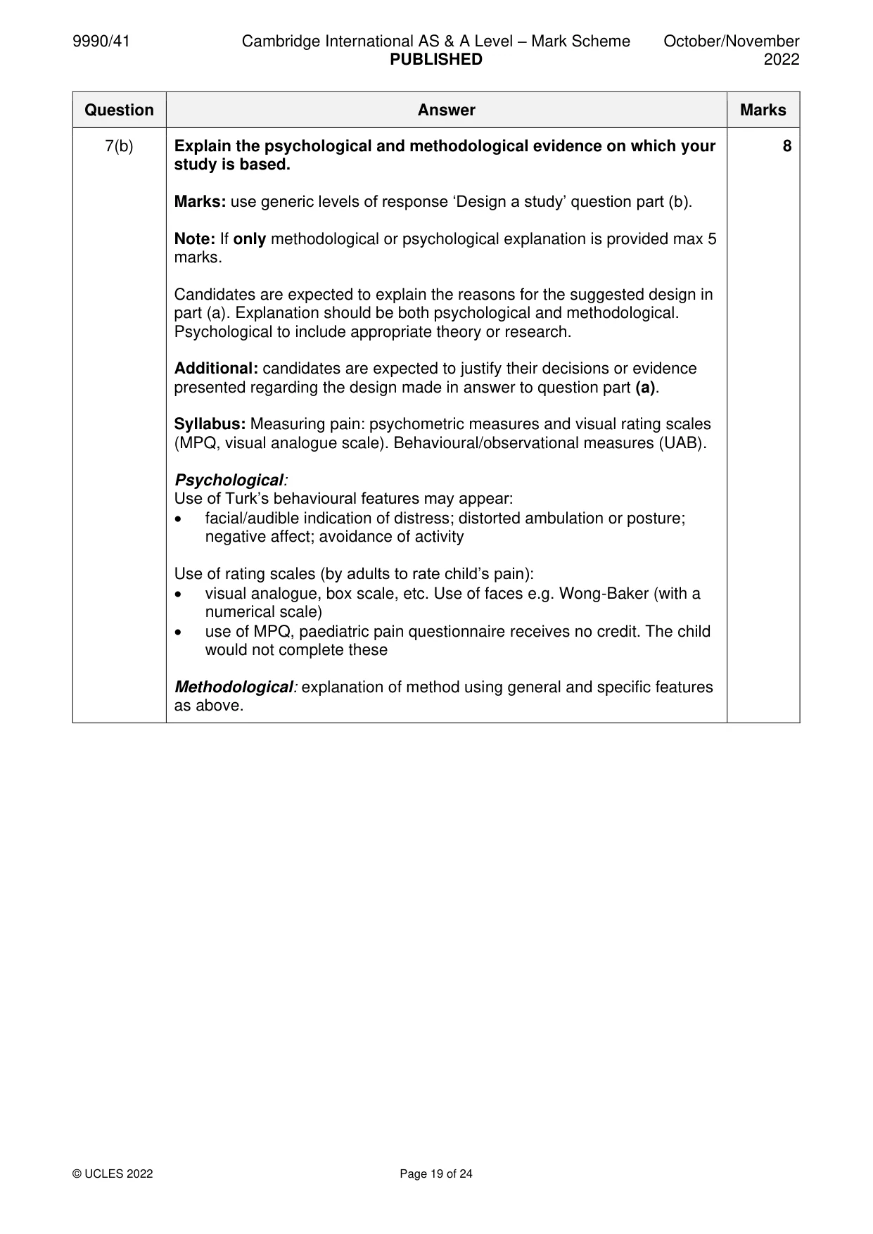 Mark scheme, page 19 of 24