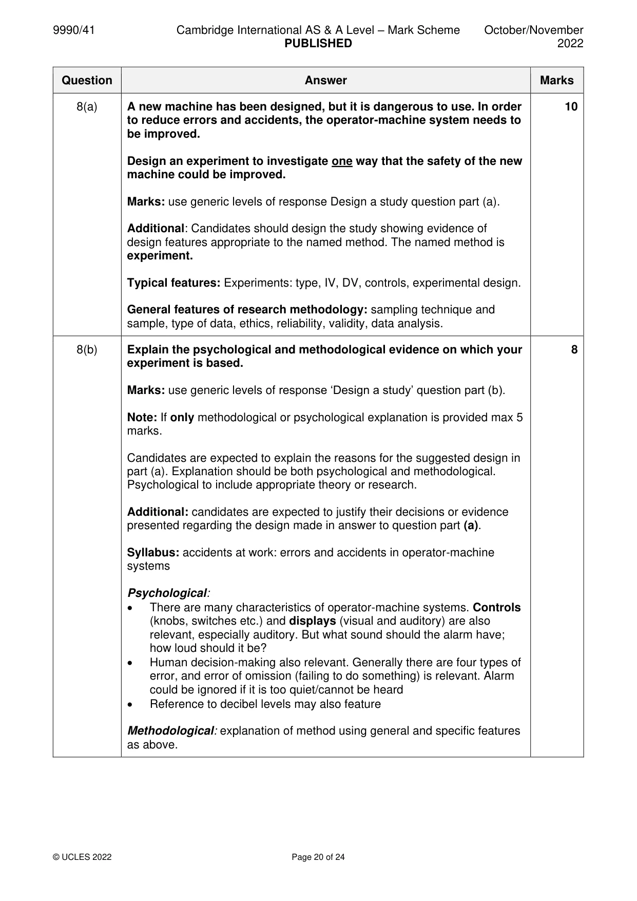 Mark scheme, page 20 of 24