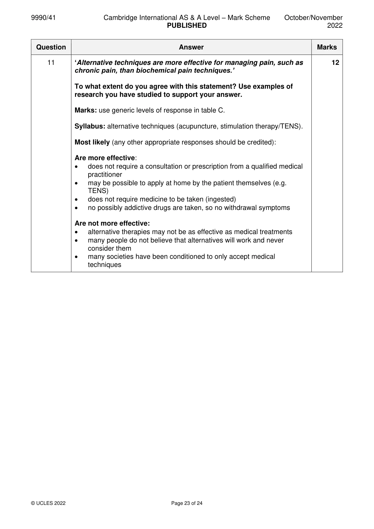 Mark scheme, page 23 of 24