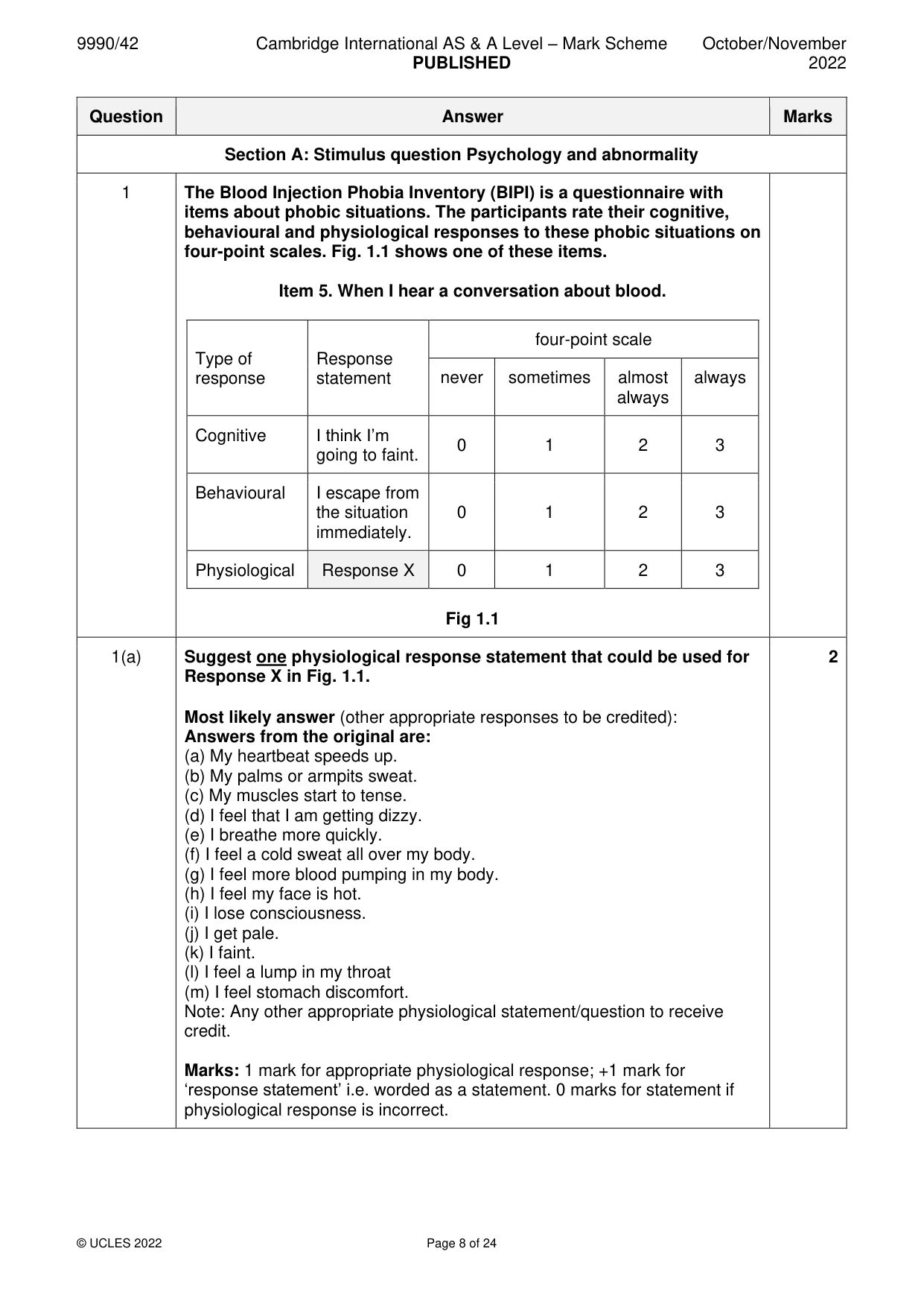 Mark scheme, page 8 of 24