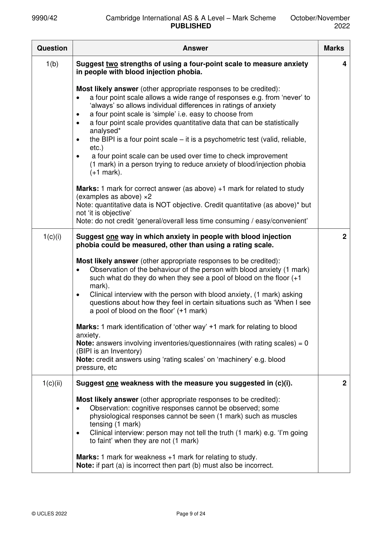Mark scheme, page 9 of 24