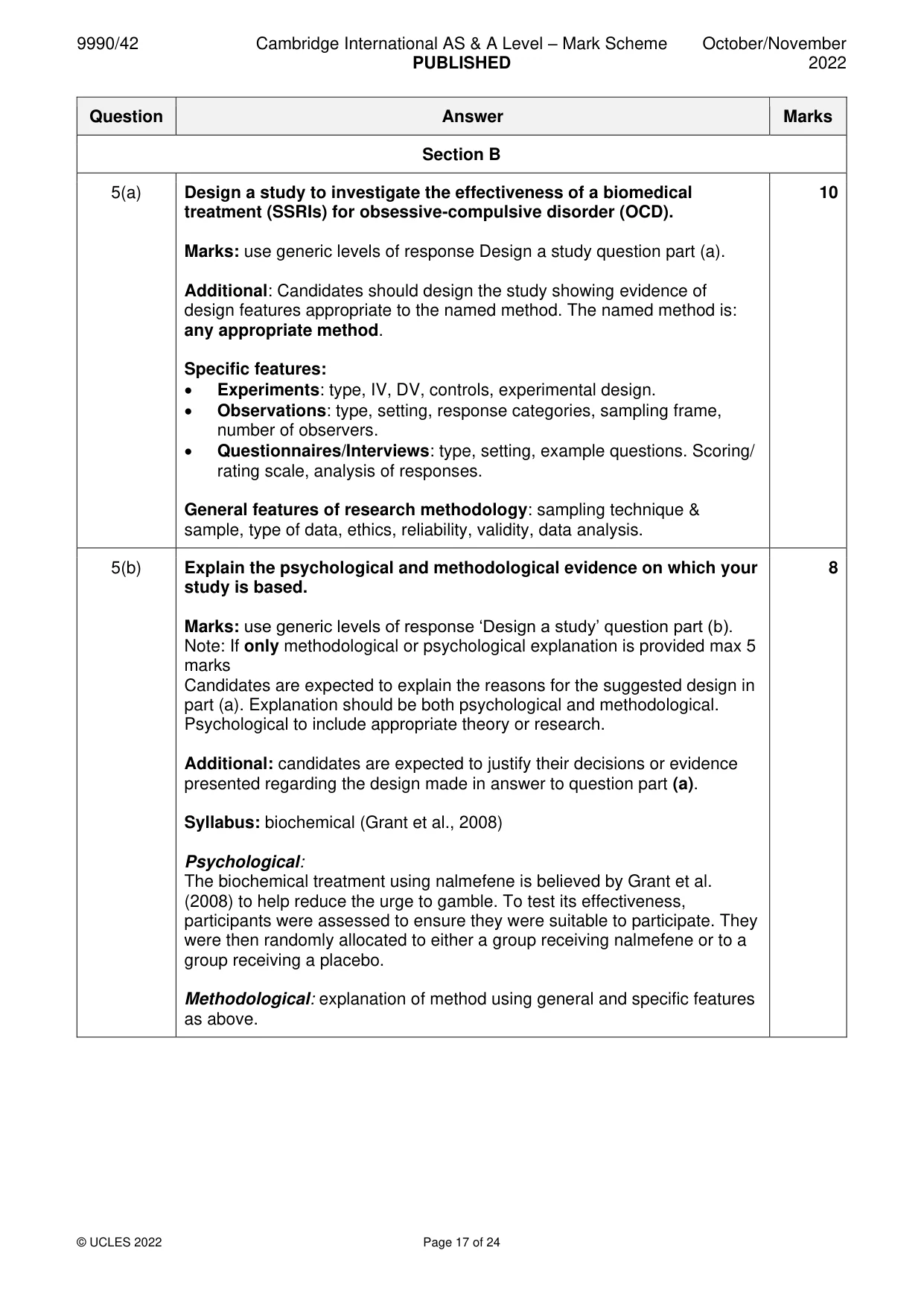 Mark scheme, page 17 of 24