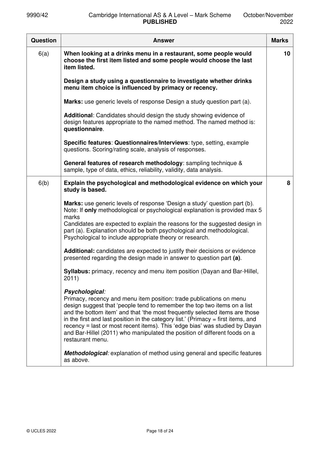 Mark scheme, page 18 of 24