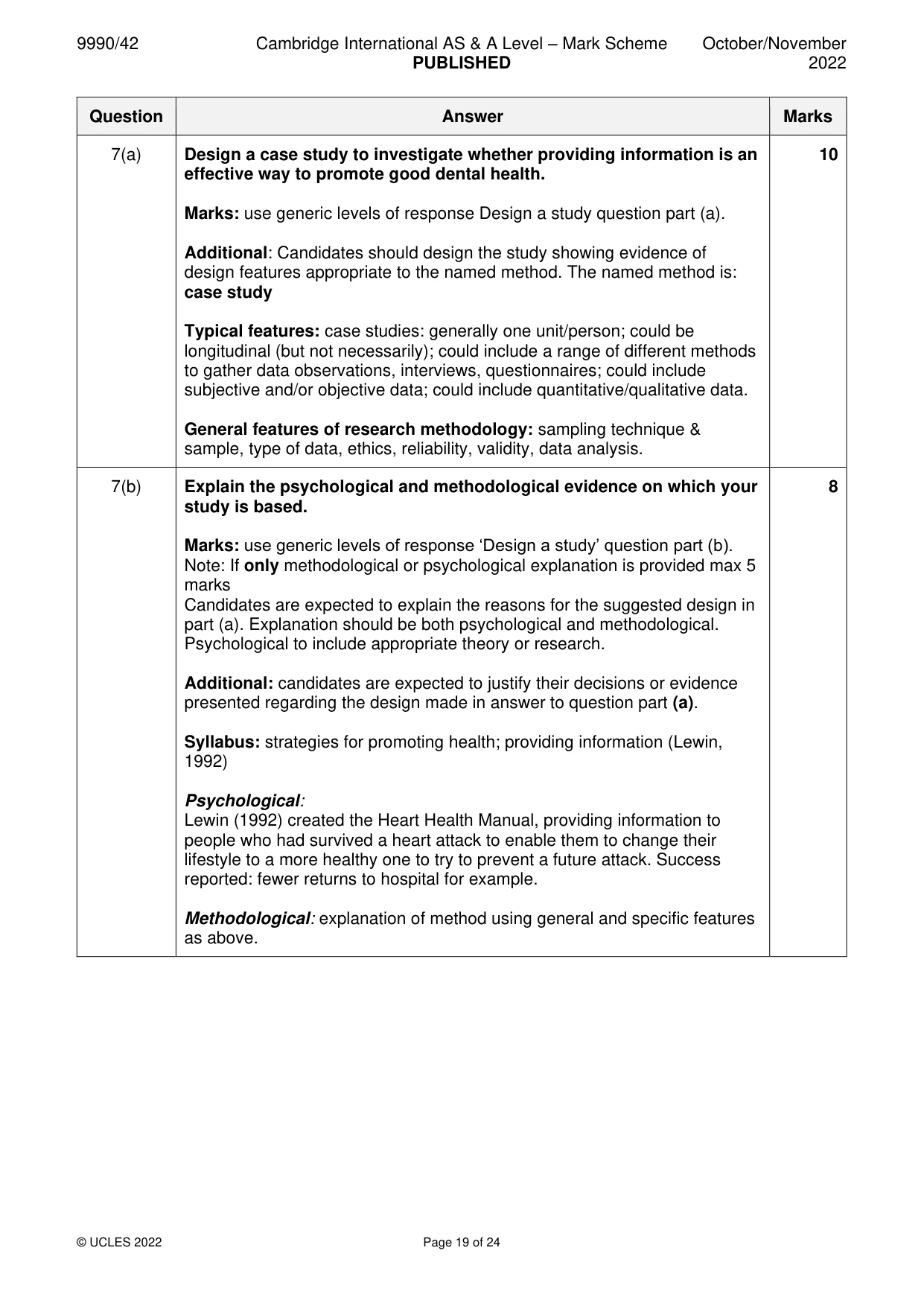 Mark scheme, page 19 of 24