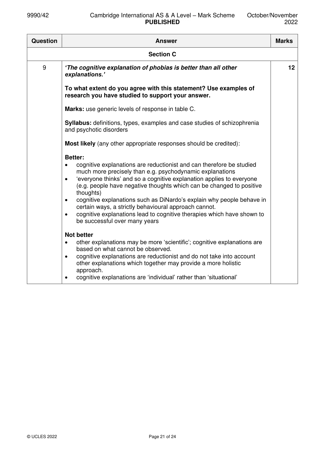 Mark scheme, page 21 of 24