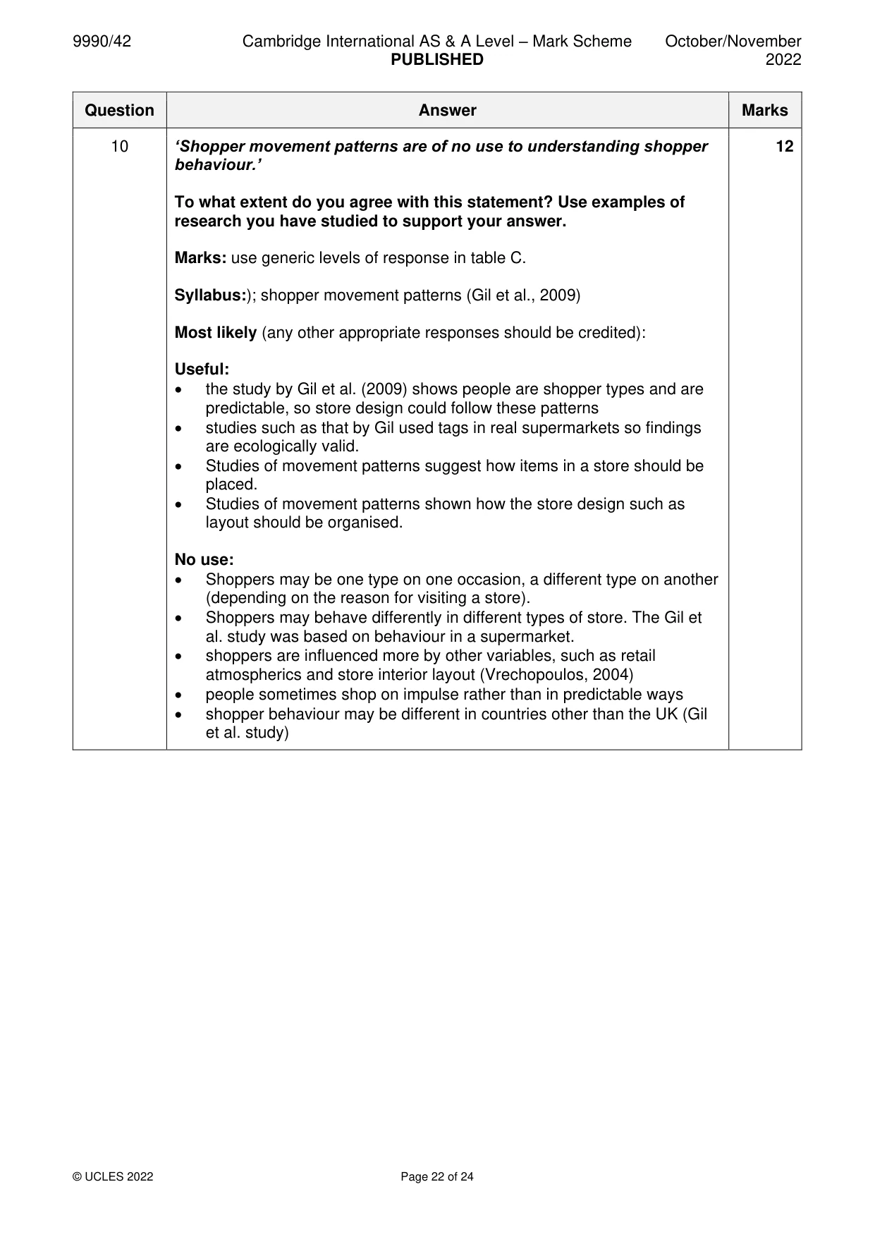 Mark scheme, page 22 of 24