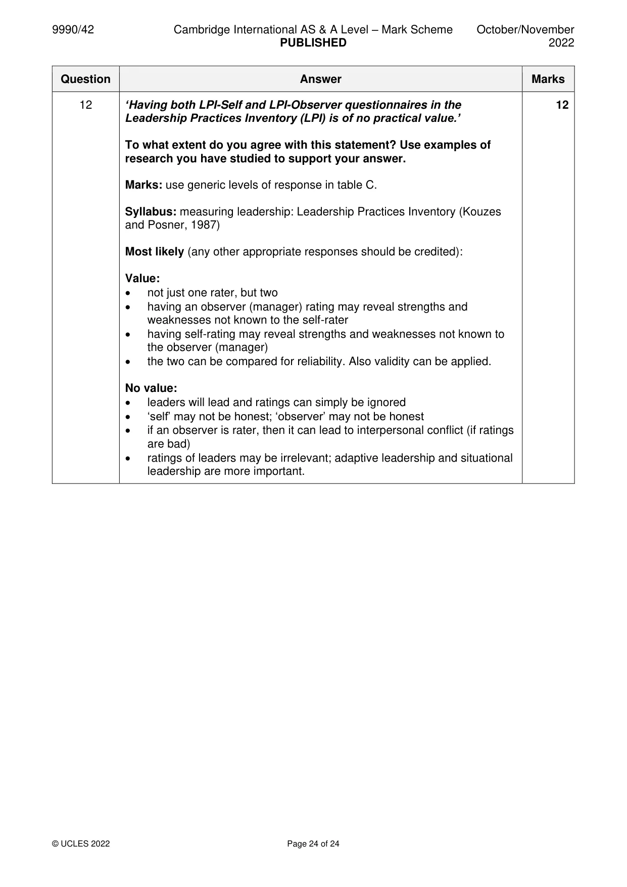 Mark scheme, page 24 of 24