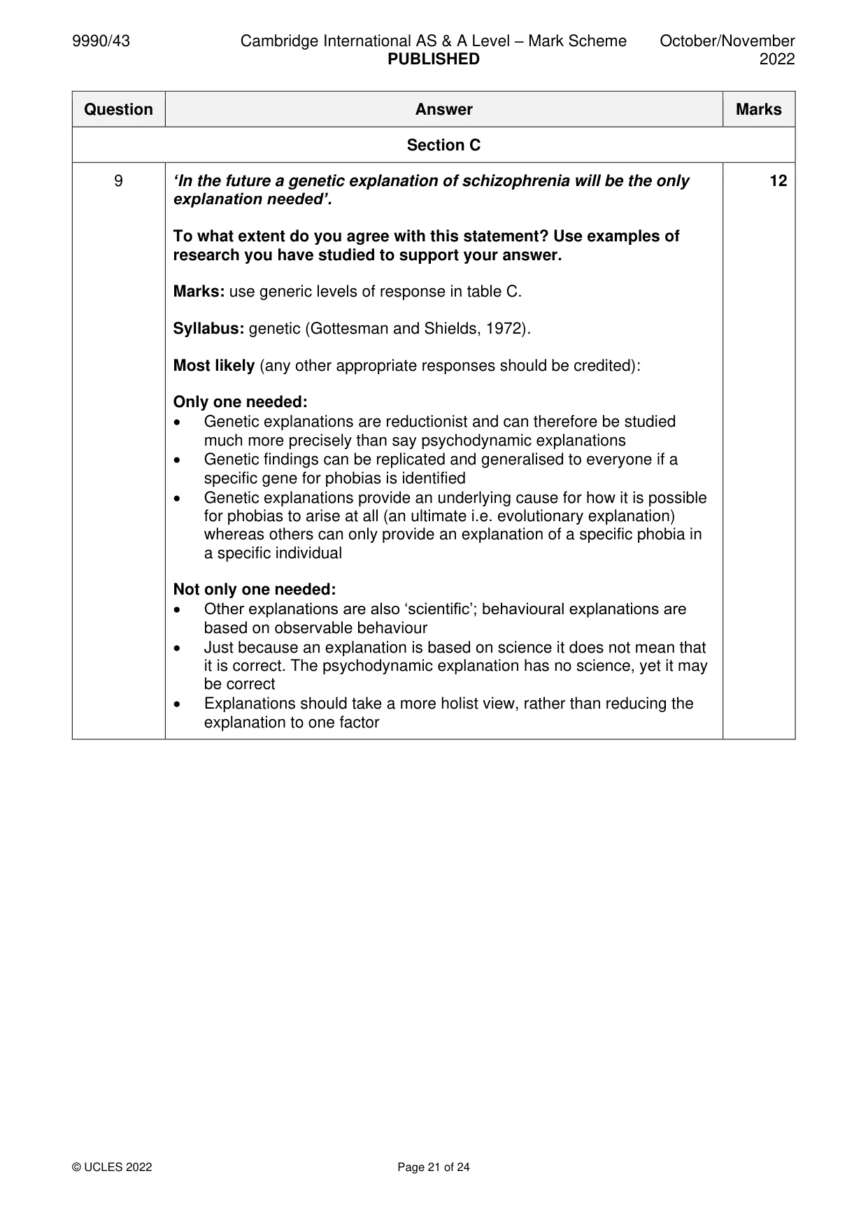 Mark scheme, page 21 of 24