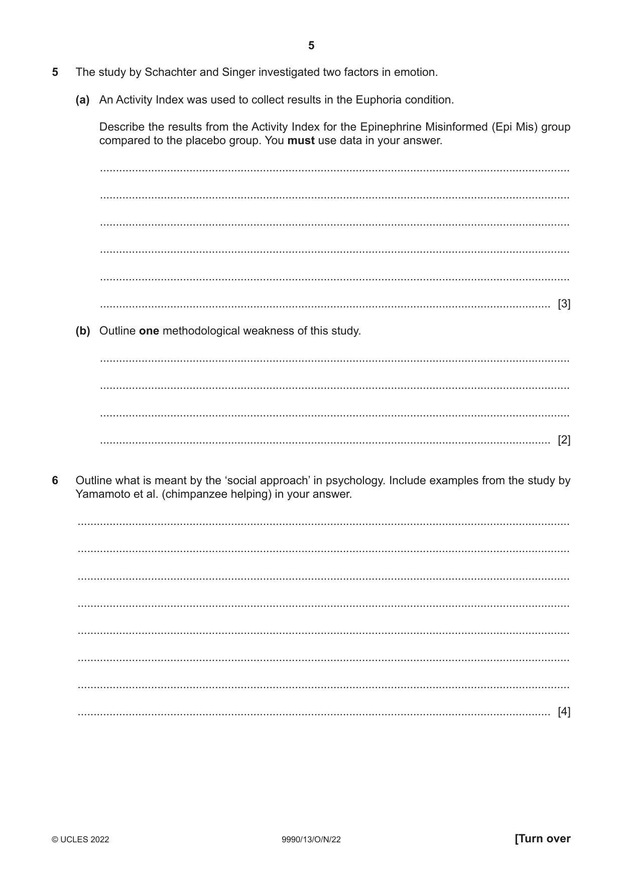 Cambridge A Level Psychology (from 2018) 9990 2022 Oct/Nov Paper 1 · Variant 3 question paper, page 5 of 12