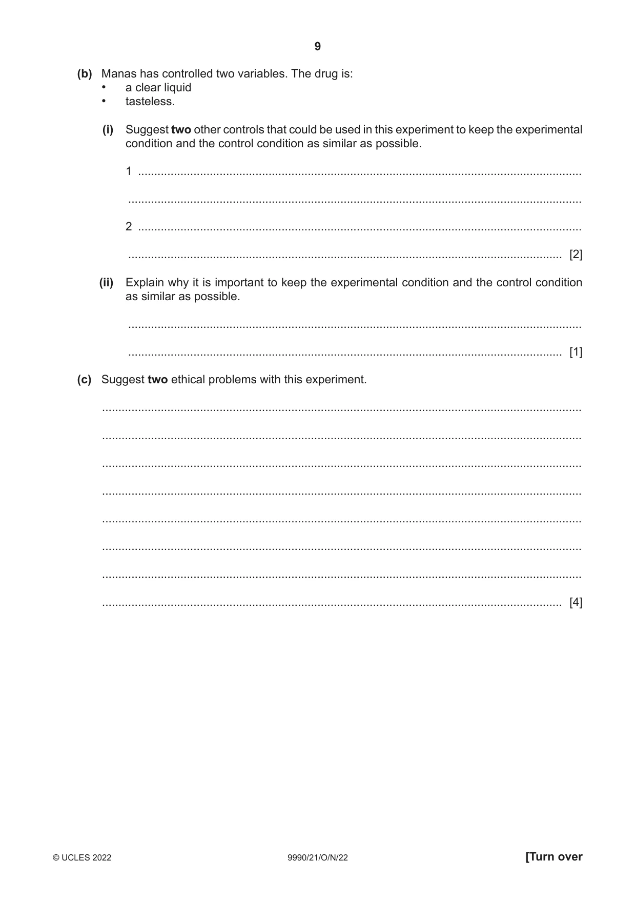 Cambridge A Level Psychology (from 2018) 9990 2022 Oct/Nov Paper 2 · Variant 1 question paper, page 9 of 12