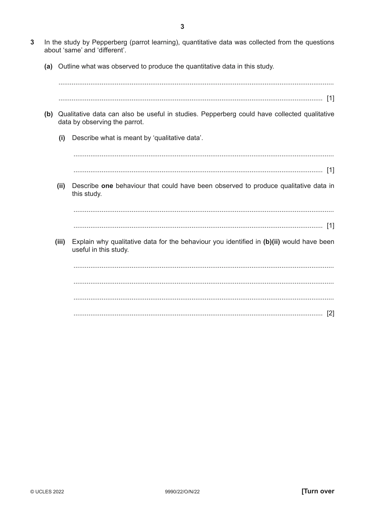 Cambridge A Level Psychology (from 2018) 9990 2022 Oct/Nov Paper 2 · Variant 2 question paper, page 3 of 12