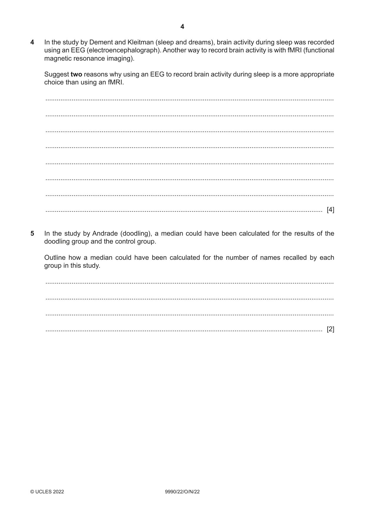 Cambridge A Level Psychology (from 2018) 9990 2022 Oct/Nov Paper 2 · Variant 2 question paper, page 4 of 12