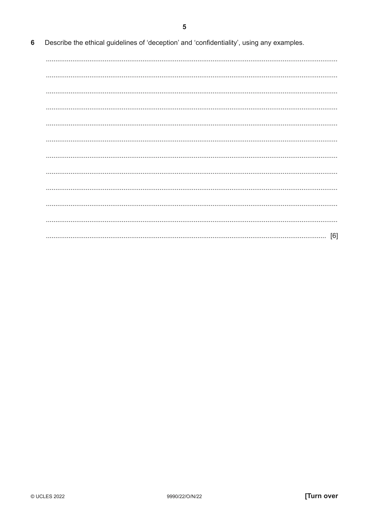 Cambridge A Level Psychology (from 2018) 9990 2022 Oct/Nov Paper 2 · Variant 2 question paper, page 5 of 12