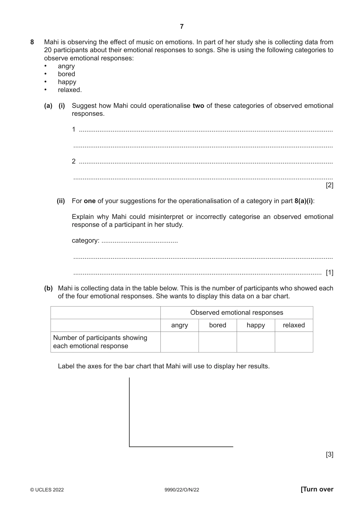 Cambridge A Level Psychology (from 2018) 9990 2022 Oct/Nov Paper 2 · Variant 2 question paper, page 7 of 12