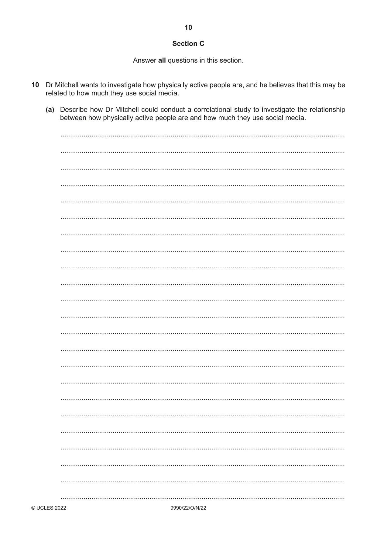 Cambridge A Level Psychology (from 2018) 9990 2022 Oct/Nov Paper 2 · Variant 2 question paper, page 10 of 12