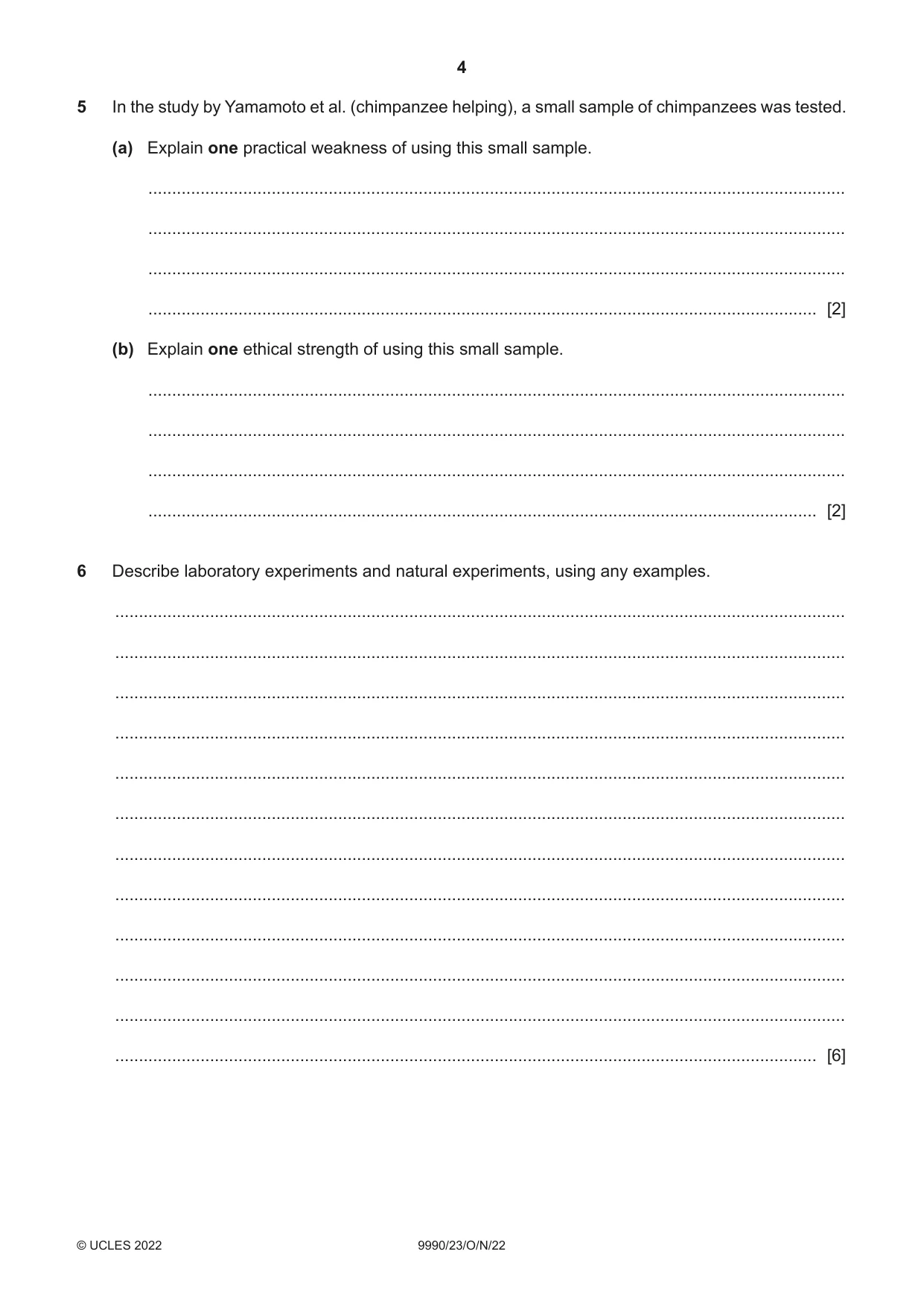 Cambridge A Level Psychology (from 2018) 9990 2022 Oct/Nov Paper 2 · Variant 3 question paper, page 4 of 12