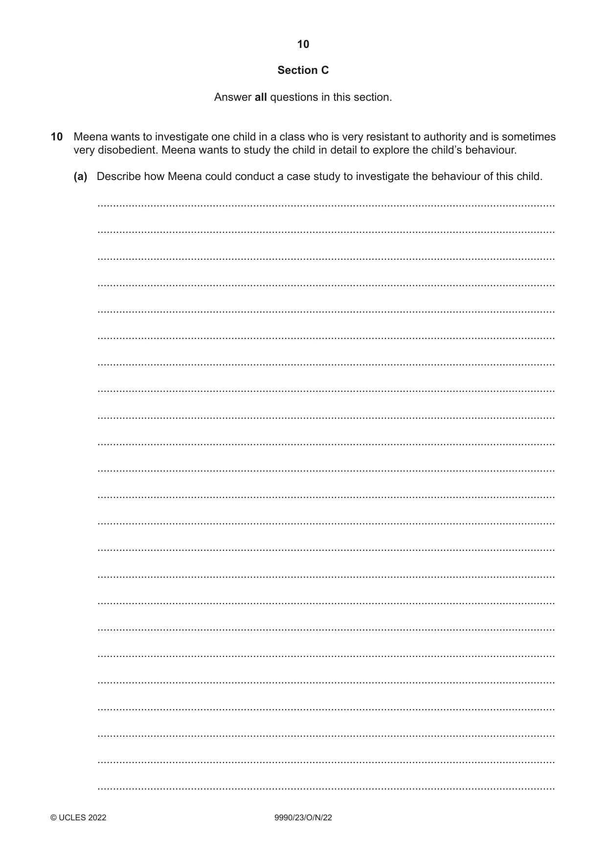 Cambridge A Level Psychology (from 2018) 9990 2022 Oct/Nov Paper 2 · Variant 3 question paper, page 10 of 12