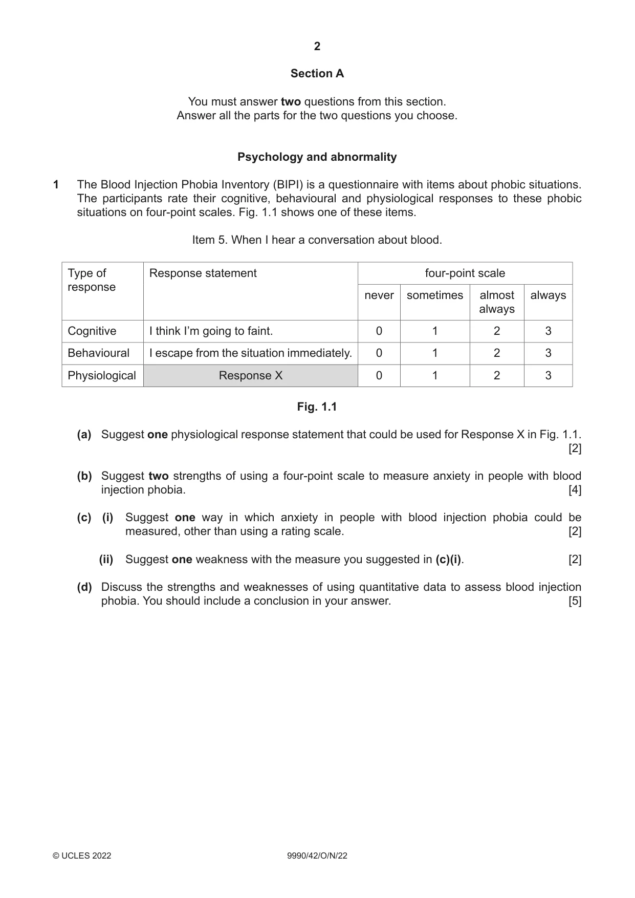 Cambridge A Level Psychology (from 2018) 9990 2022 Oct/Nov Paper 4 · Variant 2 question paper, page 2 of 8