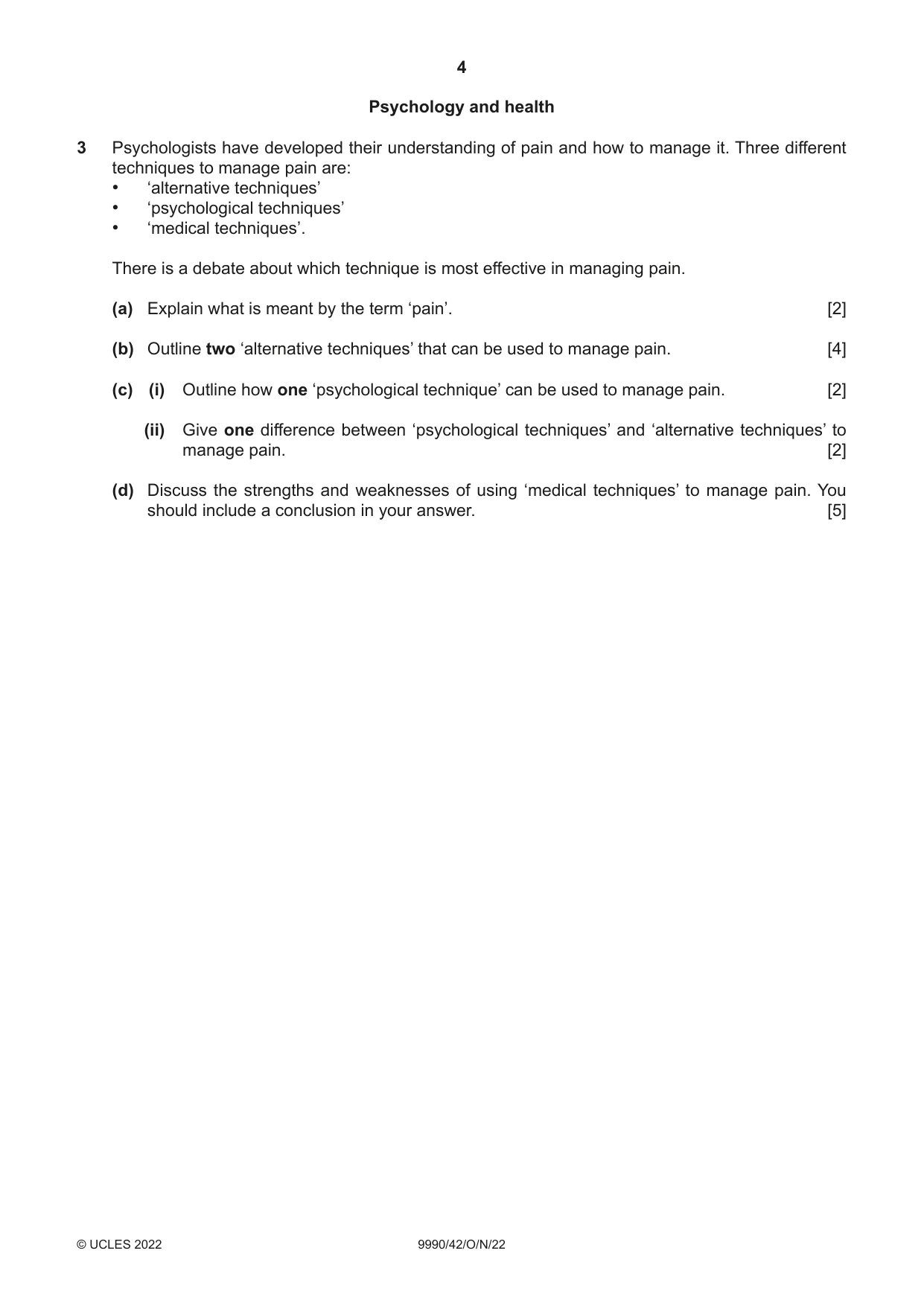 Cambridge A Level Psychology (from 2018) 9990 2022 Oct/Nov Paper 4 · Variant 2 question paper, page 4 of 8