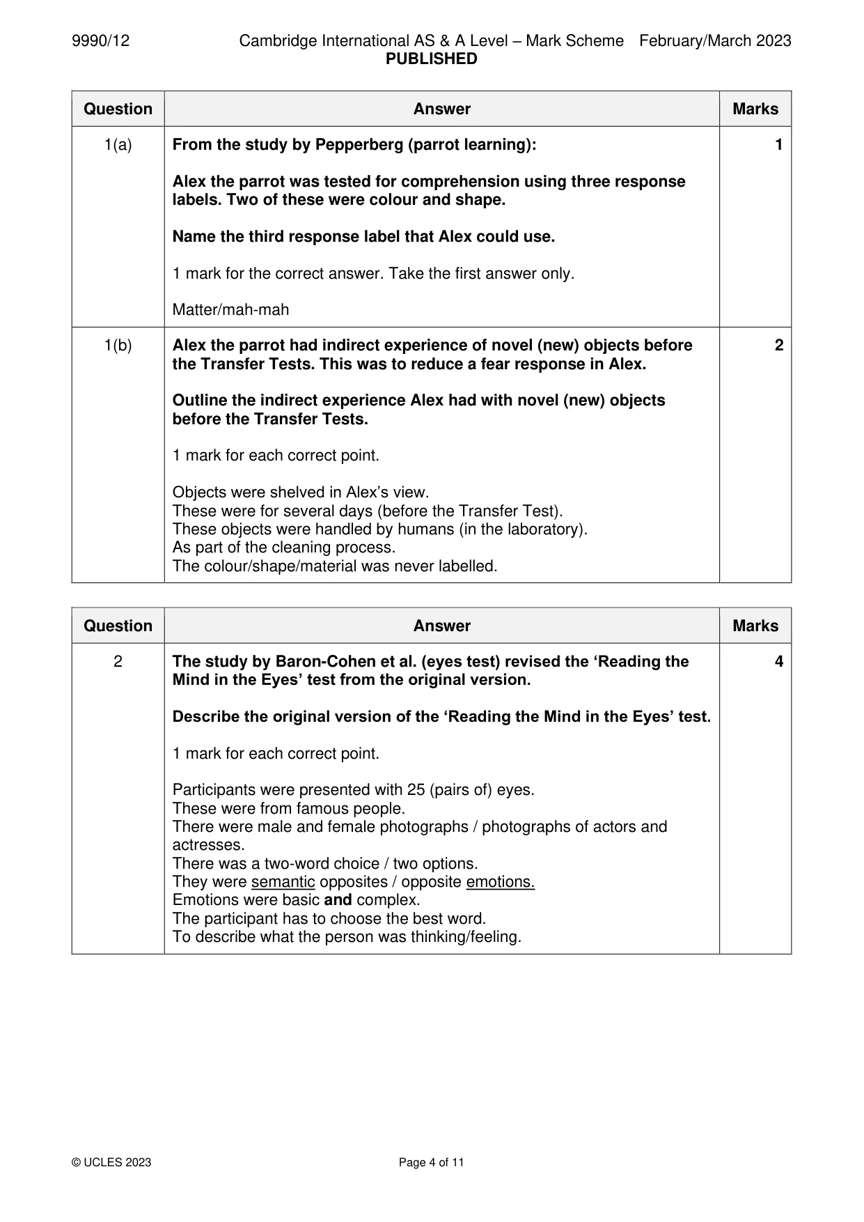 Mark scheme, page 4 of 11
