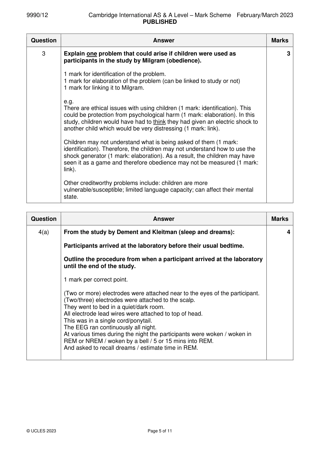 Mark scheme, page 5 of 11