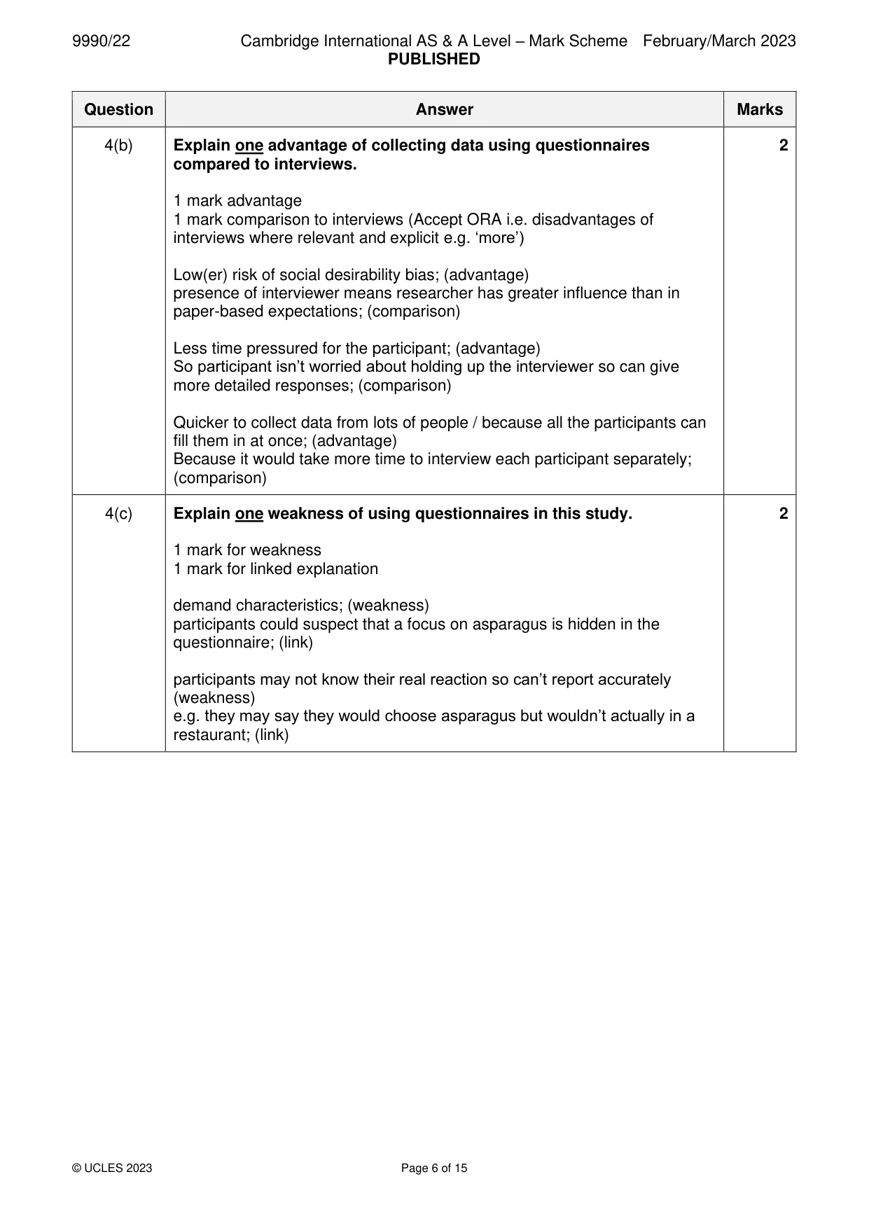 Mark scheme, page 6 of 15
