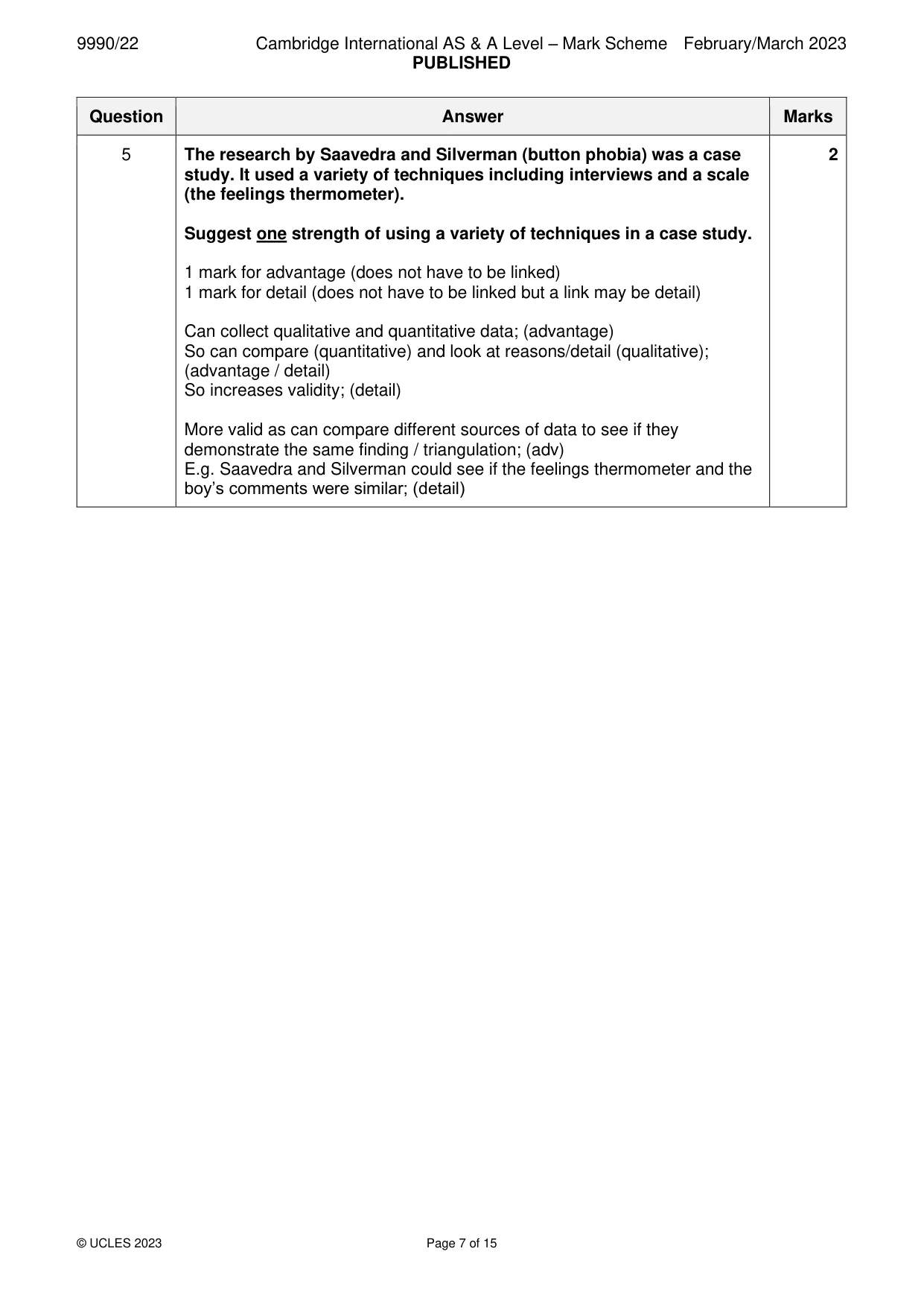 Mark scheme, page 7 of 15