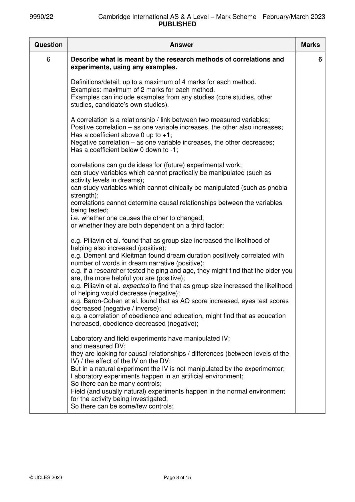 Mark scheme, page 8 of 15