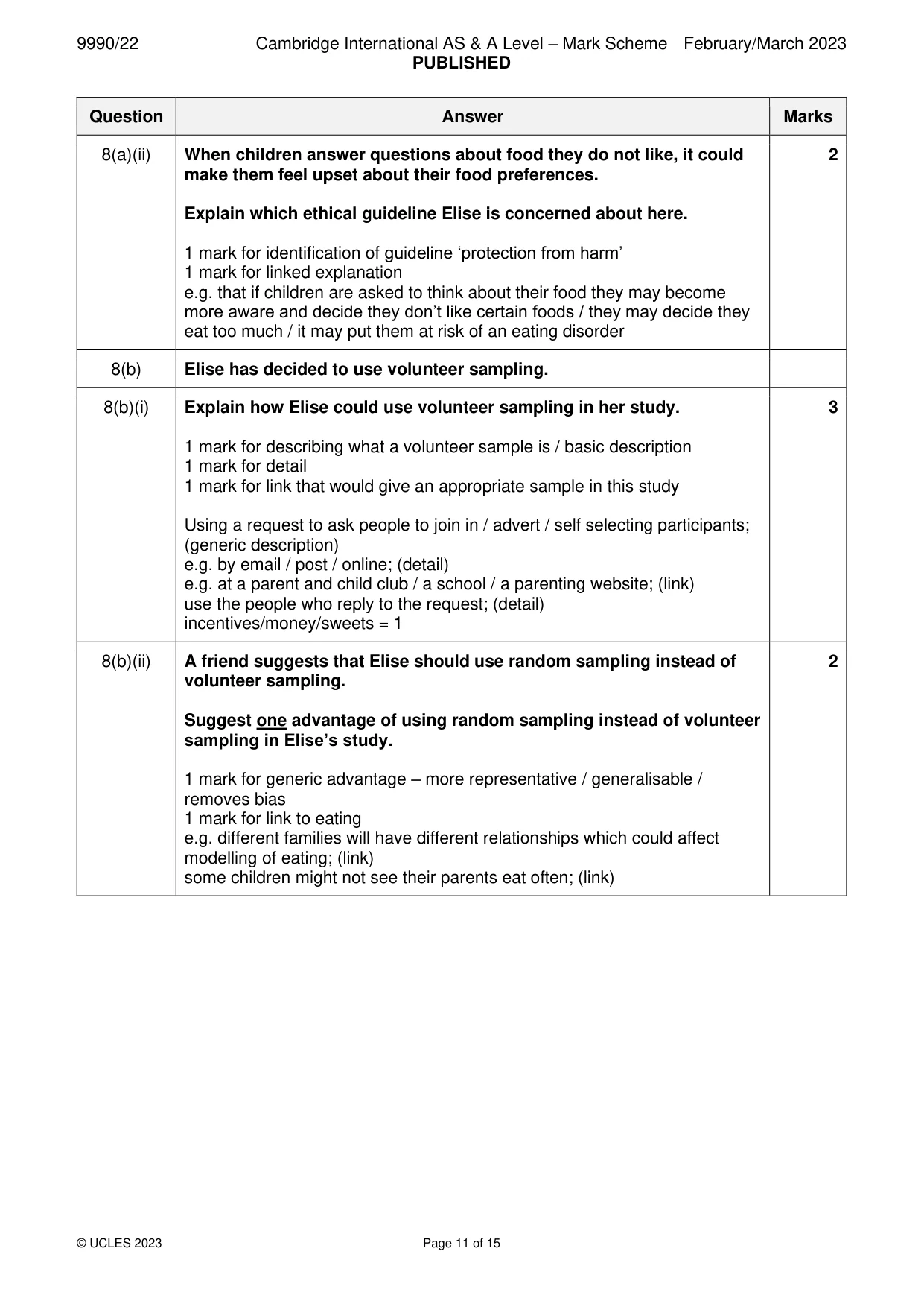 Mark scheme, page 11 of 15