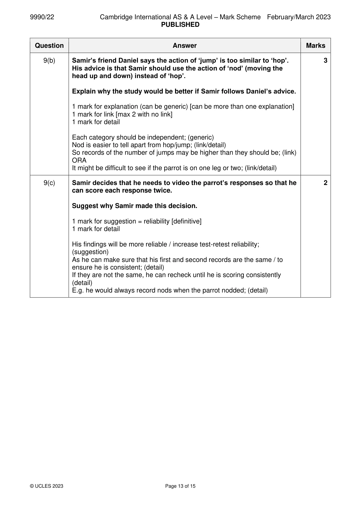 Mark scheme, page 13 of 15
