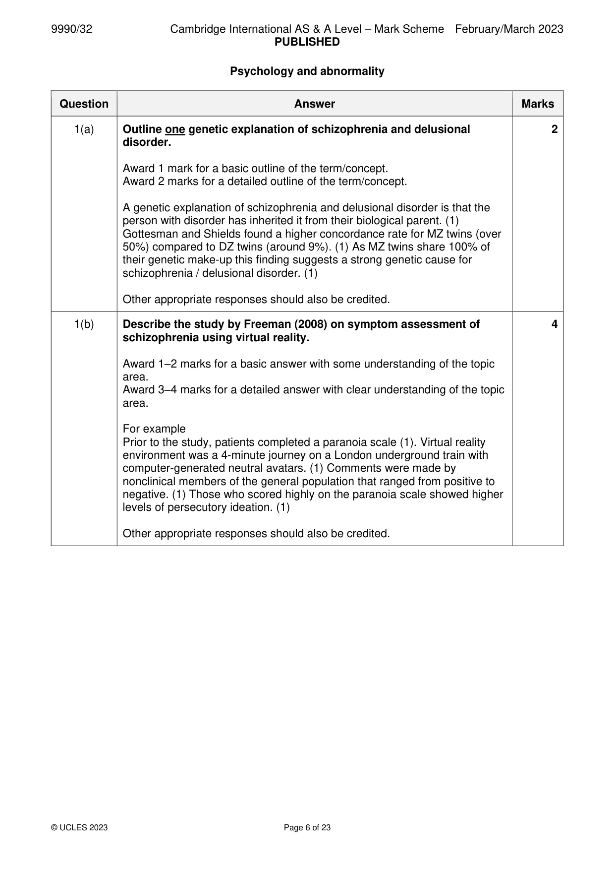 Mark scheme, page 6 of 23