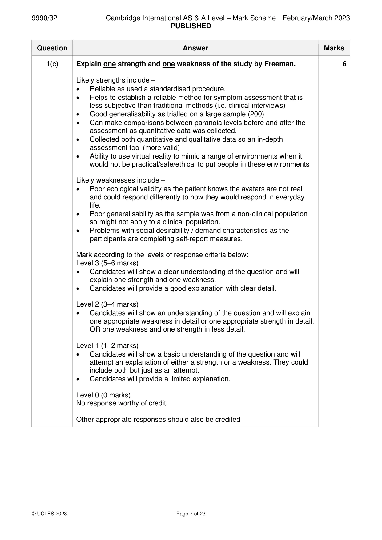 Mark scheme, page 7 of 23