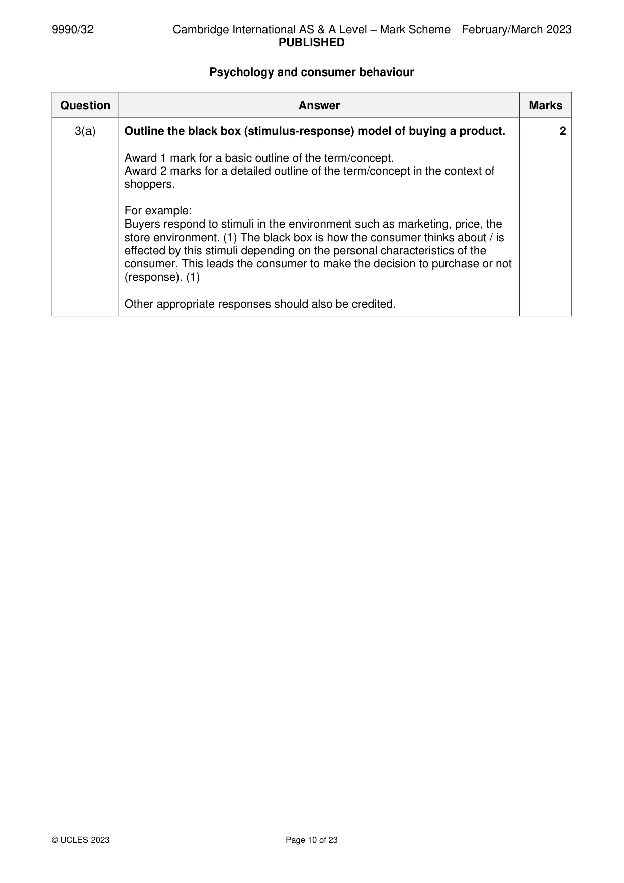 Mark scheme, page 10 of 23